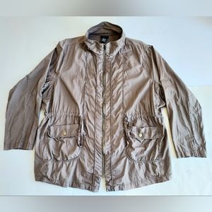 Torrid 100% Cotton Brown Anorak Jacket W/Drawstring Waist & 2 Pockets Size 3